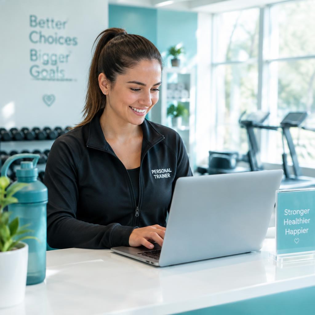 Entrenadora revisando a sus clientes